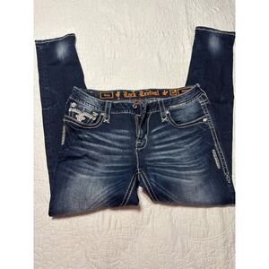 Rock Revival Womens Skinny Jeans Embellished Pockets Dark Wash Size 32